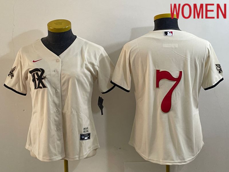 Women Texas Rangers #7 No name Nike Cream 2023 City Connect MLB Jersey->youth mlb jersey->Youth Jersey